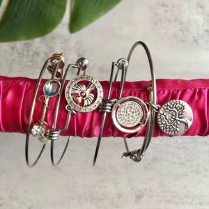 Silver Angel Charm Bangle Bracelets